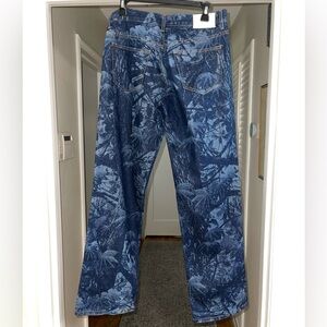 EUC EB Denim Indigo Tropical Design Tie-Dye Jeans
